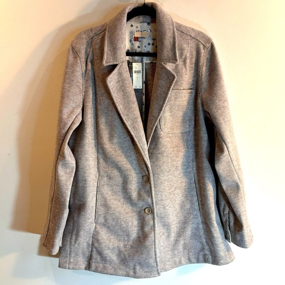 PILCRO ANTHROPOLOGIE Sz L Blazer Striped Partial Floral Lining NEW WITH TAGS - Picture 3 of 16